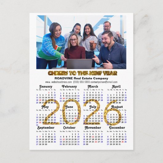 2025 Kalender Feestelijke Gouden Glitter Bedrijfsf Feestdagenkaart (Voorkant)