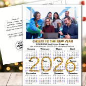 2025 Kalender Feestelijke Gouden Glitter Bedrijfsf Feestdagenkaart