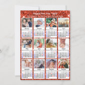 2025 Kalender Feestelijke Rode Glitter 12 Fotocoll Feestdagenkaart (Voorkant)