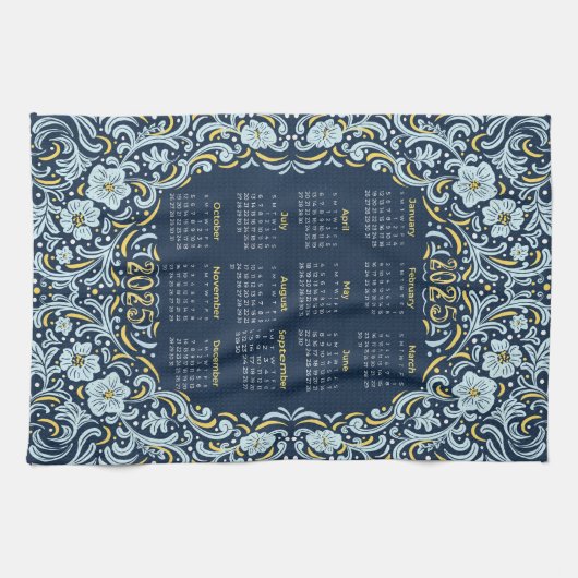 2025 Kalender Floral Elegance Theedoek (Horizontaal)