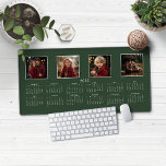 2025 Kalender Forest Green Moderne Fotocollage Bureaumat<br><div class="desc">2025 Kalender Full Year Minimalist Classic Forest Green Desk Mat Muismat met jouw naam en 4 van uw favoriete foto's! 🌟Dit is voor 2025🌟 Deze versie is in chique Forest Green, maar de kleuren kunnen eenvoudig worden aangepast! Neem contact met ons op via cedarandstring@gmail.com als u hulp nodig heeft bij...</div>