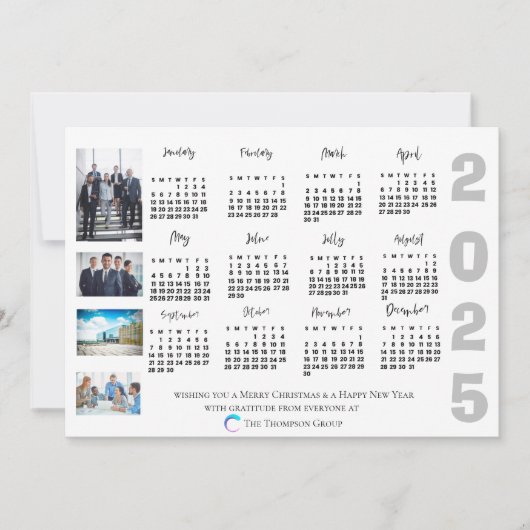 2025 Kalender Foto Kerst Nieuwjaar Corporate Notitiekaartje (Voorkant)