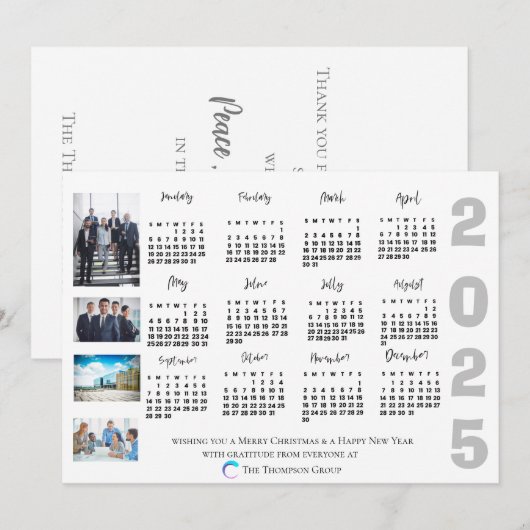 2025 Kalender Foto Kerst Nieuwjaar Corporate Notitiekaartje (Voorkant / Achterkant)