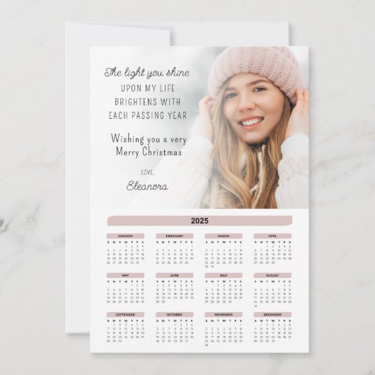 2025 Kalender Foto Motivatie Kerst Kaart (Voorkant)