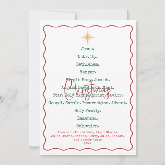 2025 Kalender Geboorte Kerstmis Jezus Religieus Feestdagenkaart (Voorkant)