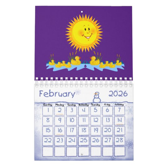 2025 Kalender Geel Eenden & Zonneschijn (Feb 2026)