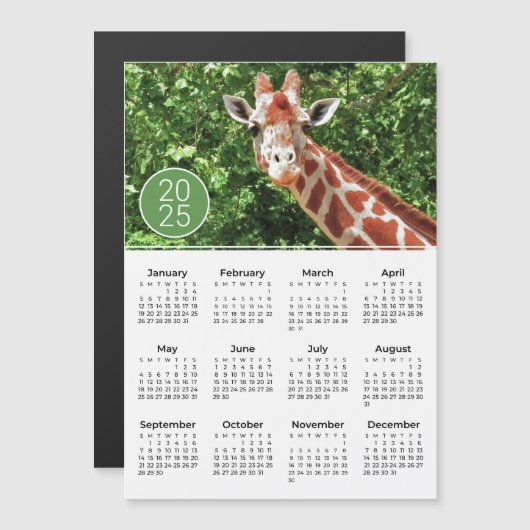 2025 Kalender Giraffe Fotomagneet (Voorkant / Achterkant)