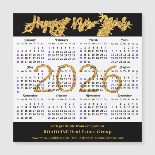 2025 Kalender Goud Zwart Corporate Magnetische Kaa (Voorkant)