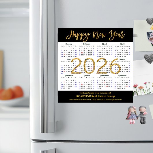 2025 Kalender Goud Zwart Corporate Magnetische Kaa
