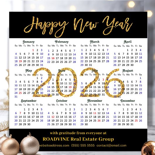 2025 Kalender Goud Zwart Corporate Magnetische Kaa