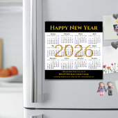 2025 Kalender Goud Zwart Zakelijk Eenvoudig Magnet