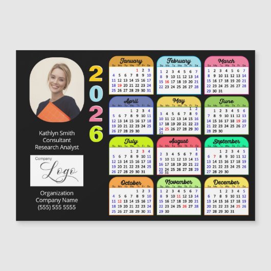 2025 Kalender Goud Zwart Zakelijke Foto Magnetisch (Voorkant)