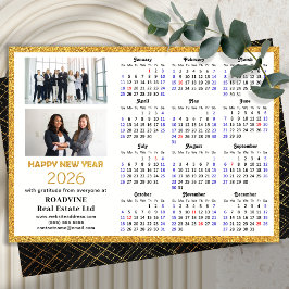 2025 Kalender Gouden Glitter Bedrijfsfoto Nieuwjaa Feestdagenkaart
