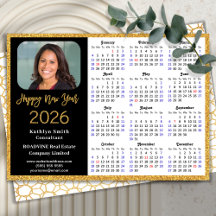 2025 Kalender Gouden Glitter Bedrijfsfoto Nieuwjaa