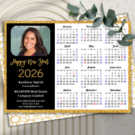 2025 Kalender Gouden Glitter Bedrijfsfoto Nieuwjaa Feestdagenkaart