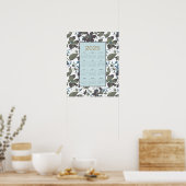 2025 Kalender Groen Blauw Clematis Bloemen Poster (Keuken)