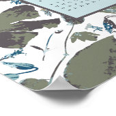 2025 Kalender Groen Blauw Clematis Bloemen Poster (Hoek)