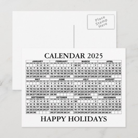 2025 Kalender Groeten Briefkaart Wit (Voorkant / Achterkant)