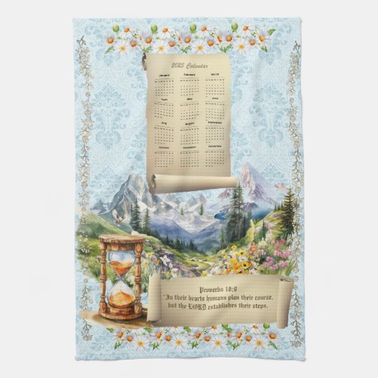 2025 Kalender Handdoek Alpen Bergen Spreuken (Verticaal)