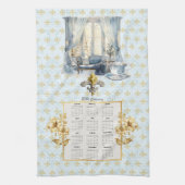 2025 Kalender Handdoek Blauw Fleur de Lis Parijse (Verticaal)