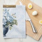 2025 Kalender Handdoek Blauw Roos Keuken Handdoek (Quarter Fold)