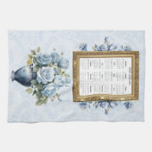 2025 Kalender Handdoek Blauw Roos Keuken Handdoek (Horizontaal)