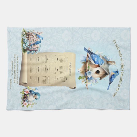 2025 Kalender Handdoek Bluebirds Vogelhuis ECC 3:1 (Horizontaal)