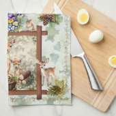 2025 Kalender Handdoek Deer Buck Pansies Eikels Gr (Quarter Fold)