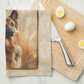 2025 Kalender Handdoek Duitse Herder Tan Damask (Quarter Fold)