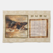2025 Kalender Handdoek Duitse Herder Tan Damask (Horizontaal)