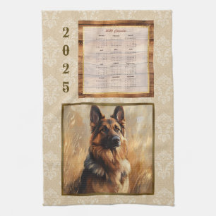 2025 Kalender Handdoek Duitse Herder Tan Damask