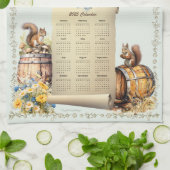 2025 Kalender Handdoek Eekhoorns Pansies Acorns Gr (Gevouwen)