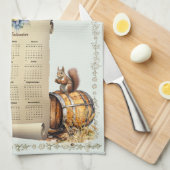 2025 Kalender Handdoek Eekhoorns Pansies Acorns Gr (Quarter Fold)