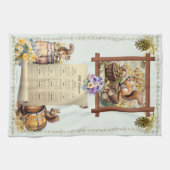 2025 Kalender Handdoek Eekhoorns Pansies Acorns Gr (Horizontaal)