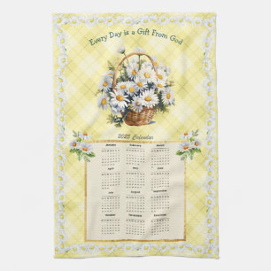 2025 Kalender Handdoek Geel Daisy Gift van God