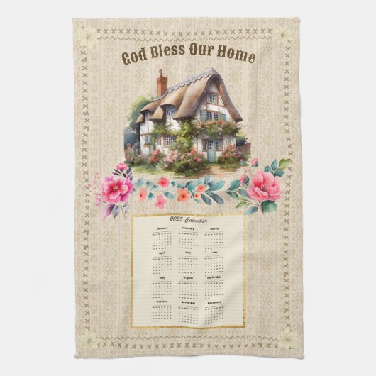 2025 Kalender Handdoek God zegene ons huisje (Verticaal)
