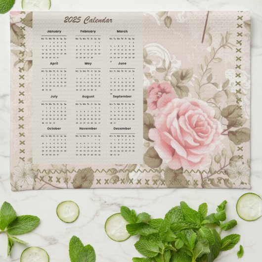 2025 Kalender Handdoek Het Gebed van de Heer Roze  (Gevouwen)