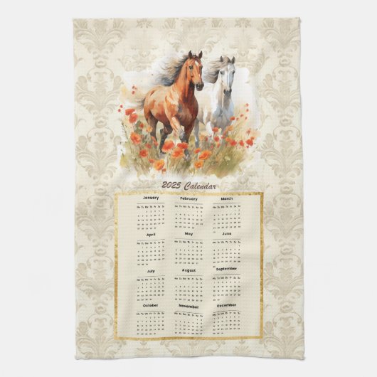 2025 Kalender Handdoek Paard in Zonsondergang (Verticaal)