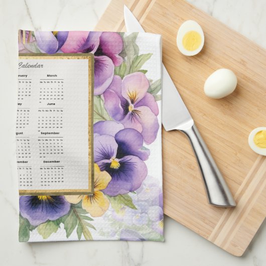 2025 Kalender Handdoek Pansies (Quarter Fold)