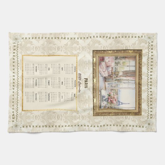 2025 Kalender Handdoek Paris Uitzicht Aangepaste B (Horizontaal)