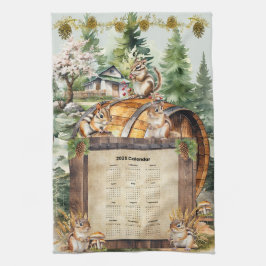 2025 Kalender Handdoek Schattige Chipmunks