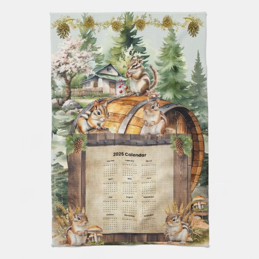 2025 Kalender Handdoek Schattige Chipmunks (Verticaal)