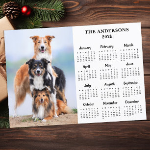 2025 Kalender Huisdier Hond Familie Nieuwjaar Cust Feestdagenkaart