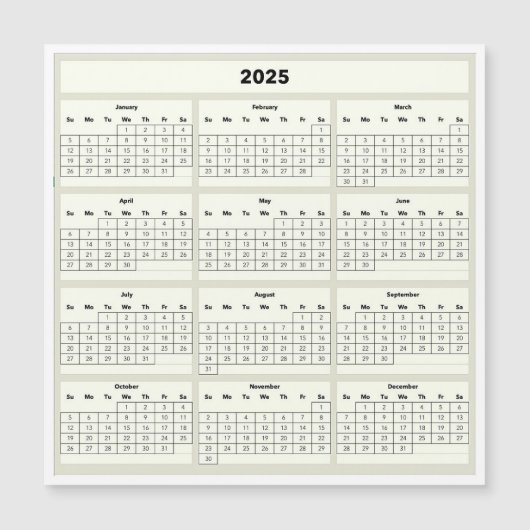 2025 Kalender Koelkast Magnet (Voorkant)