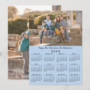 2025 Kalender Licht Blauw 2 Foto's Gelukkig Nieuwj Feestdagenkaart