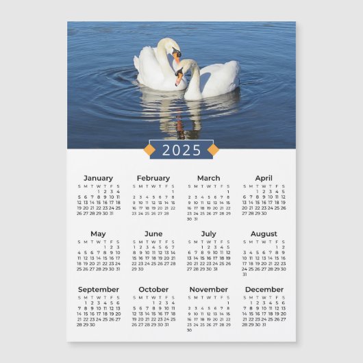 2025 Kalender Liefde Zwanen Fotomagneet (Voorkant)