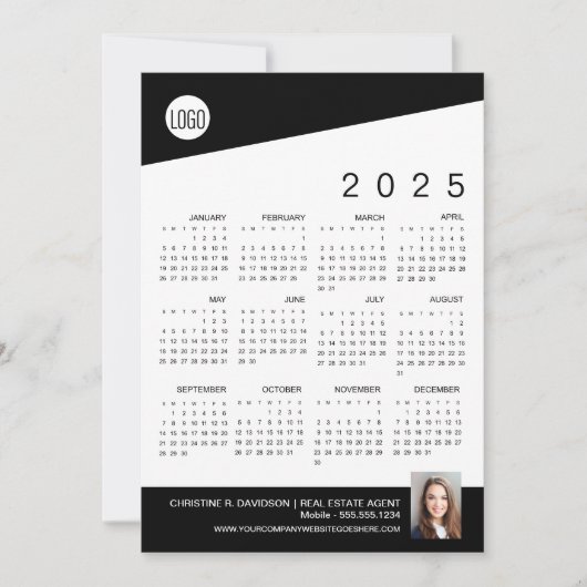 2025 Kalender Logo Makelaar Foto Feestdagenkaart (Voorkant)