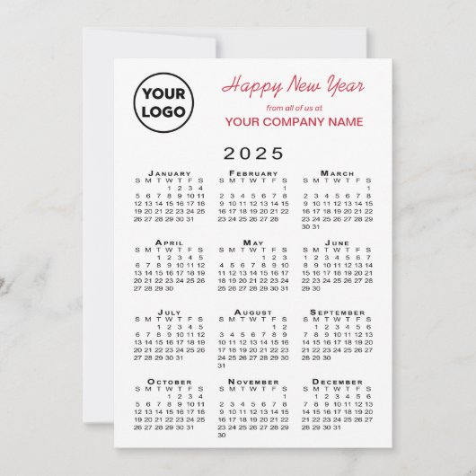 2025 Kalender Logo QR Code Rood Zwart Gingham Chec Feestdagenkaart (Voorkant)