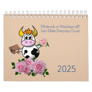 2025 Kalender Maandelijks schema Floral Koe