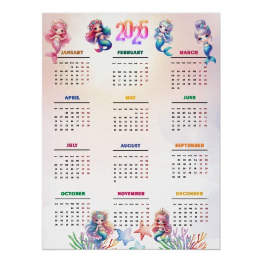 2025 Kalender Magische Zeemeermin Perfect Poster (Voorkant)